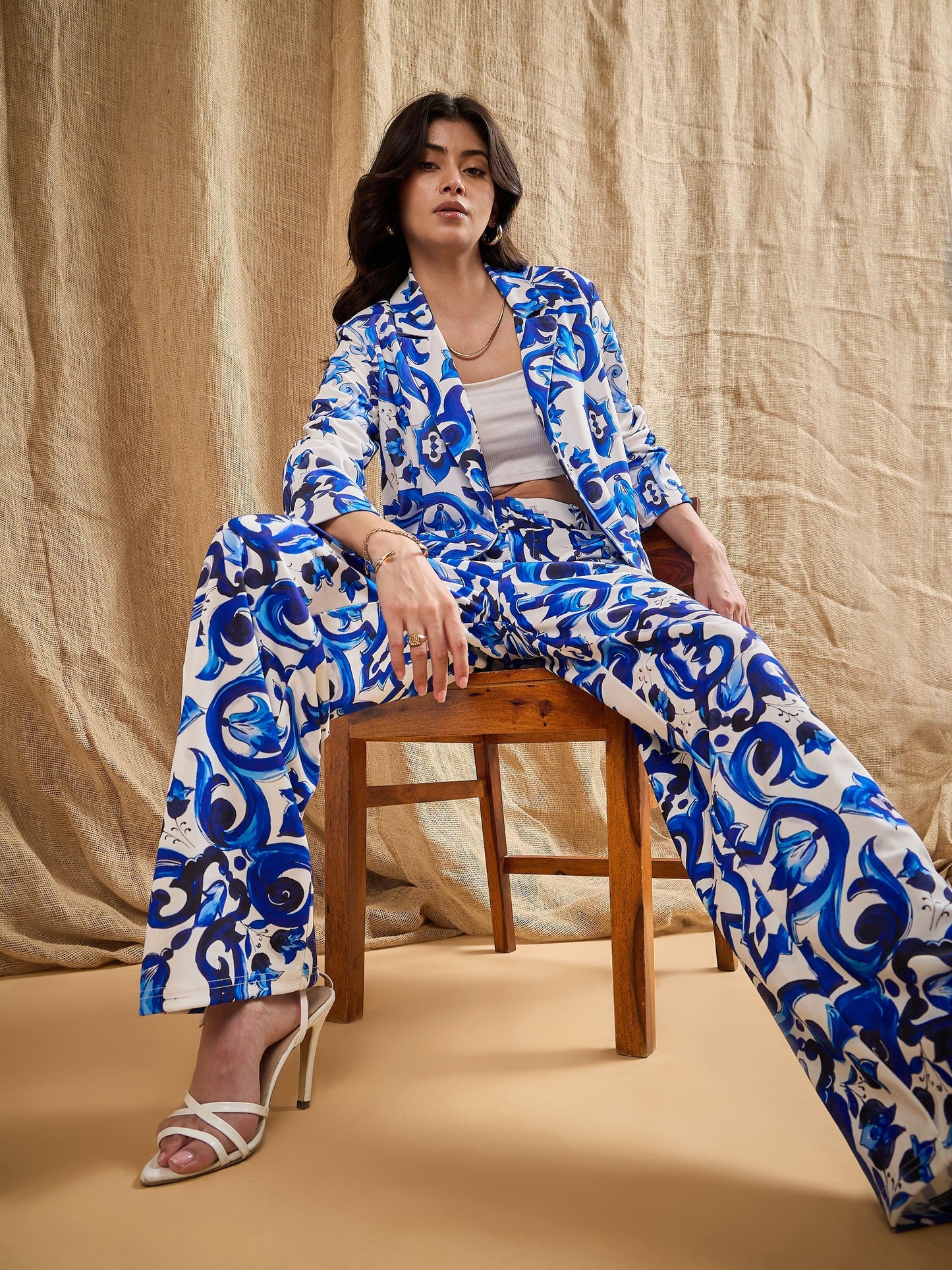 Women's Blue Printed Co-Ord Set