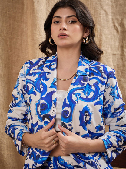 Women's Blue Printed Co-Ord Set