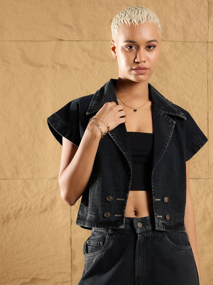 Women's Black Denim Blazer