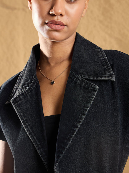 Women's Black Denim Blazer