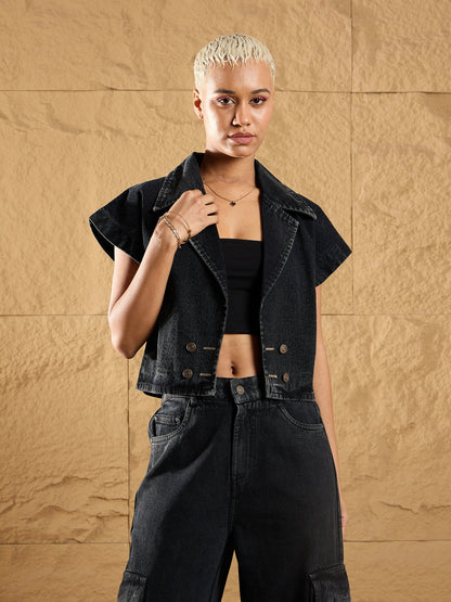 Women's Black Denim Co-Ord Set