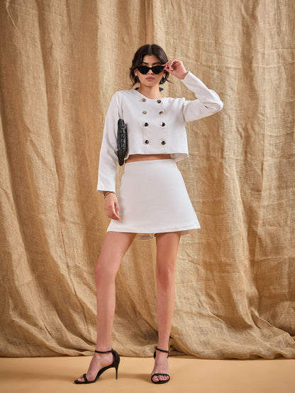 Women's White Solid Co-Ord Set