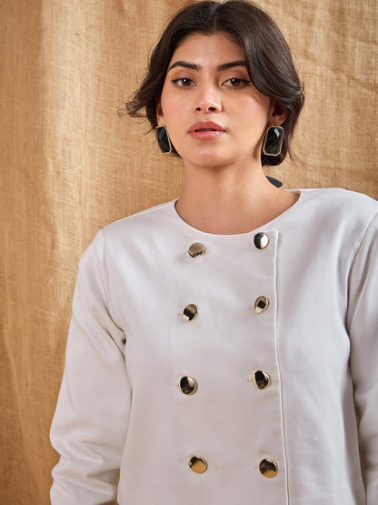 Women's White Solid Co-Ord Set