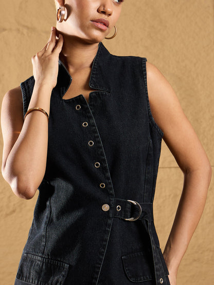 Women's Black Denim Co-Ord Set
