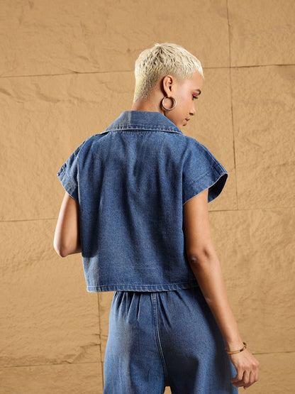 Women's Blue Denim Co-Ord Set