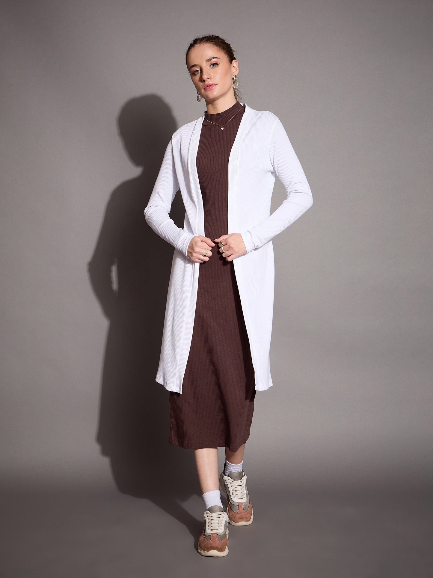 Women's White Rib Shrug