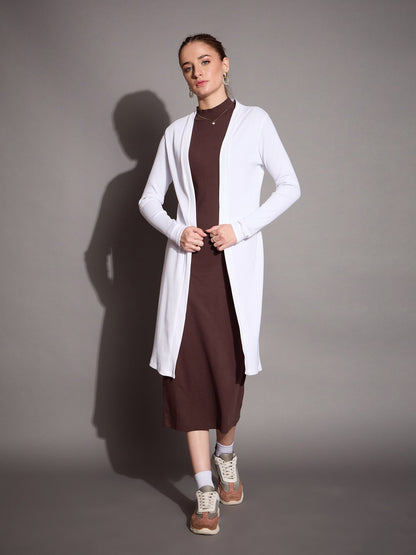Women's White Rib Shrug