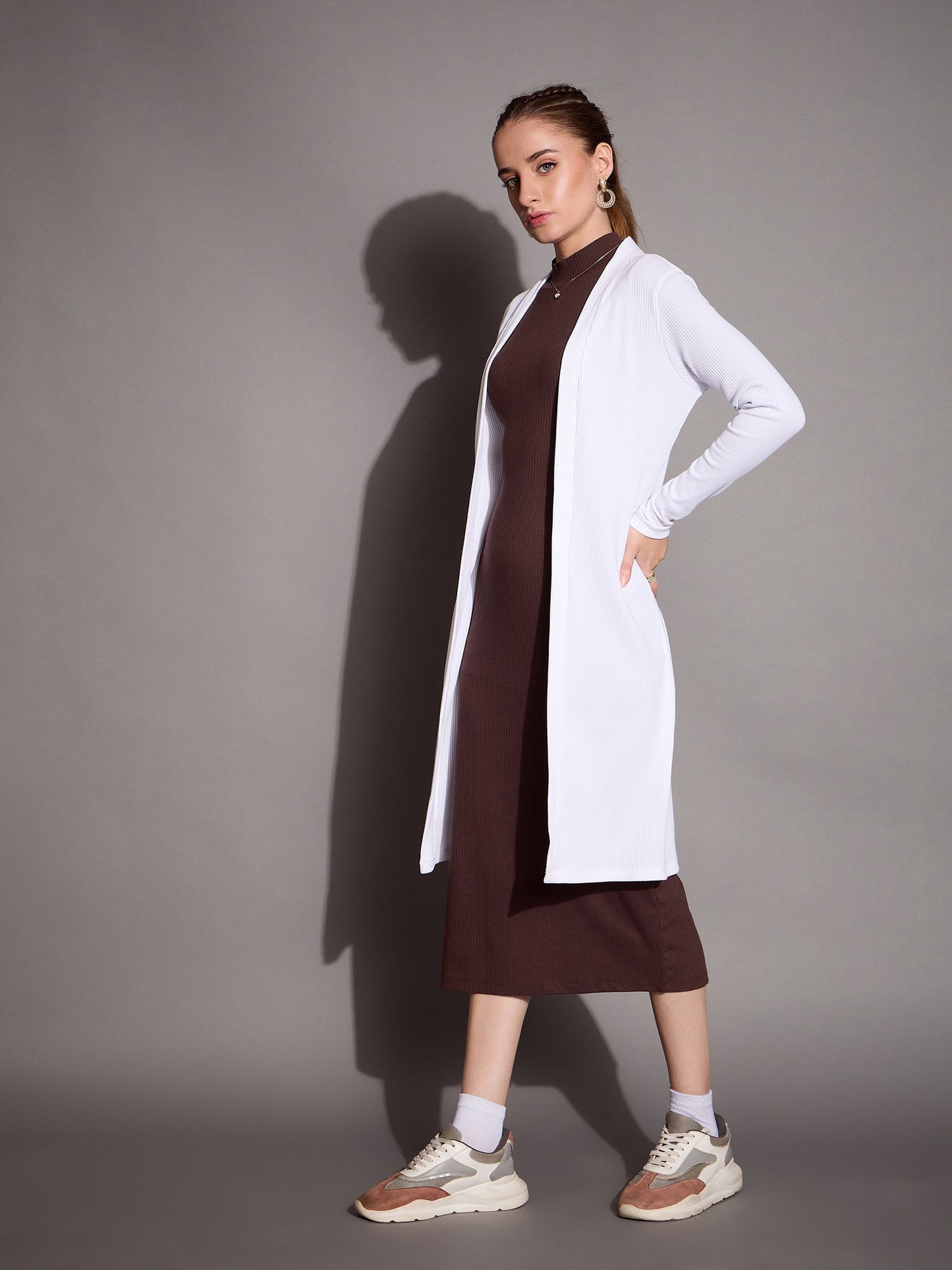 Women's White Rib Shrug
