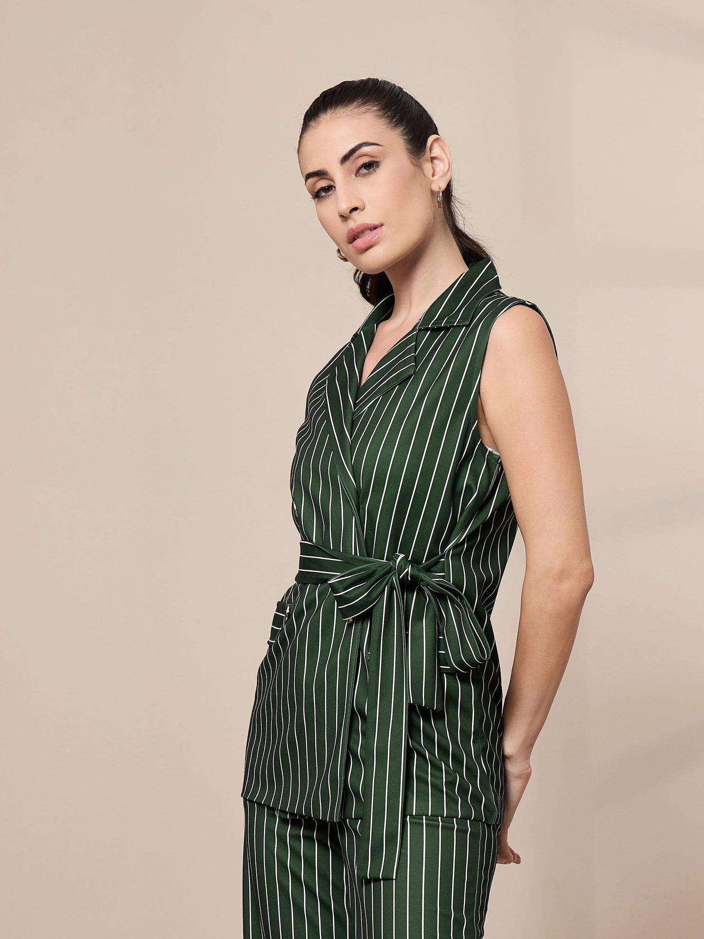 Women's Green Striped Blazer