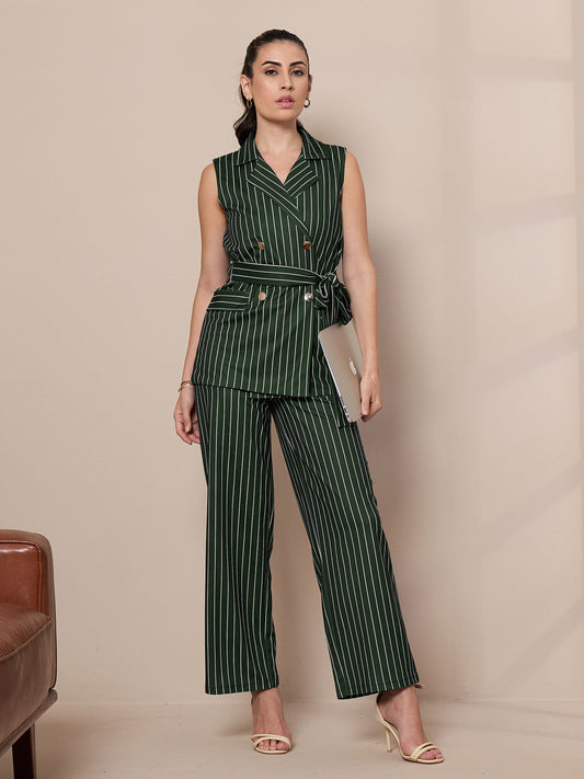Women's Green Striped Co-Ord Set