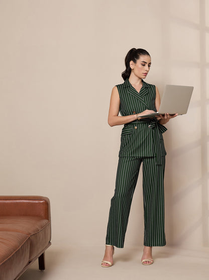 Women's Green Striped Co-Ord Set