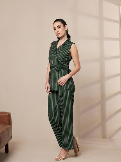 Women's Green Striped Co-Ord Set