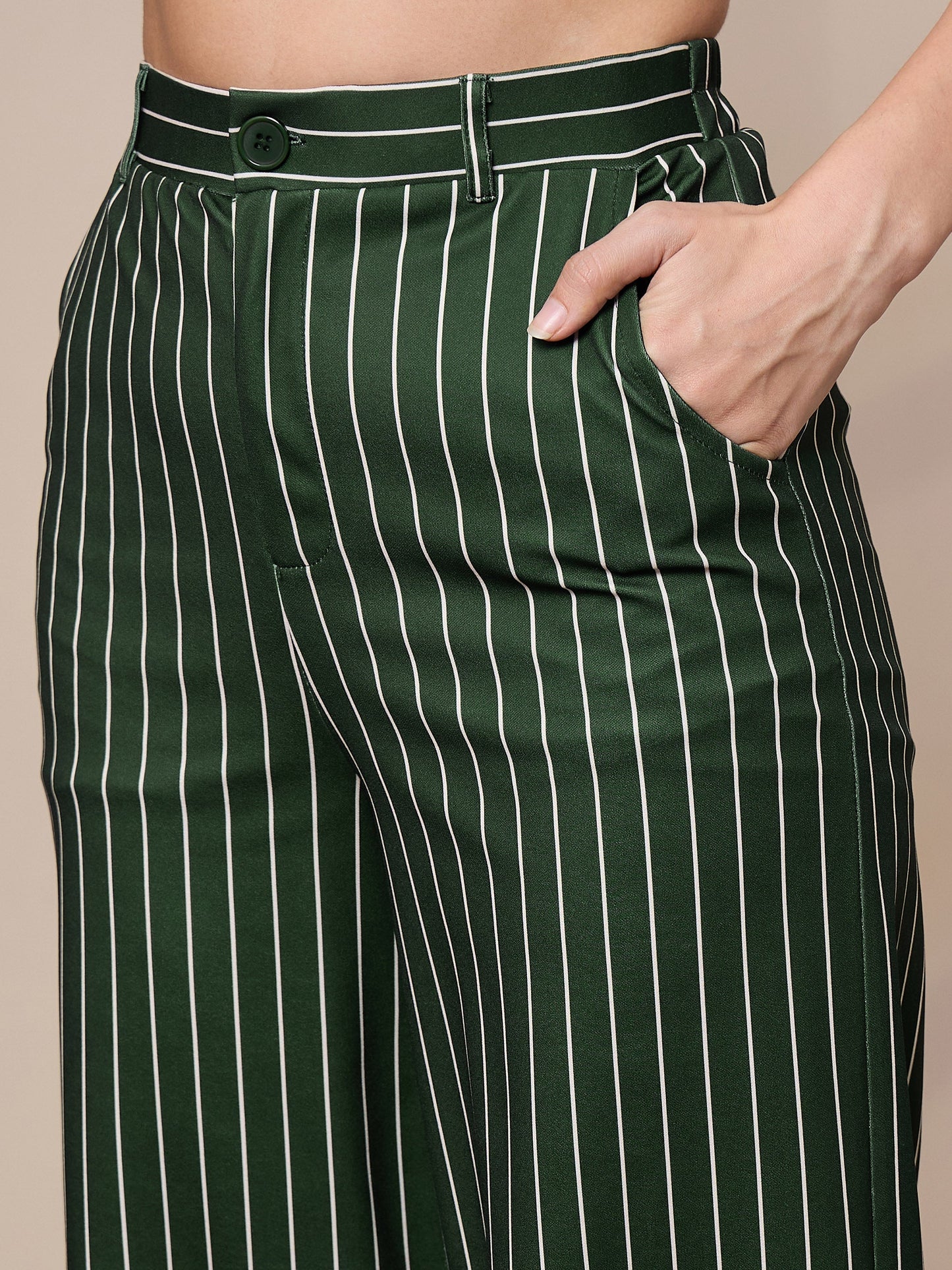 Women's Green Striped Co-Ord Set