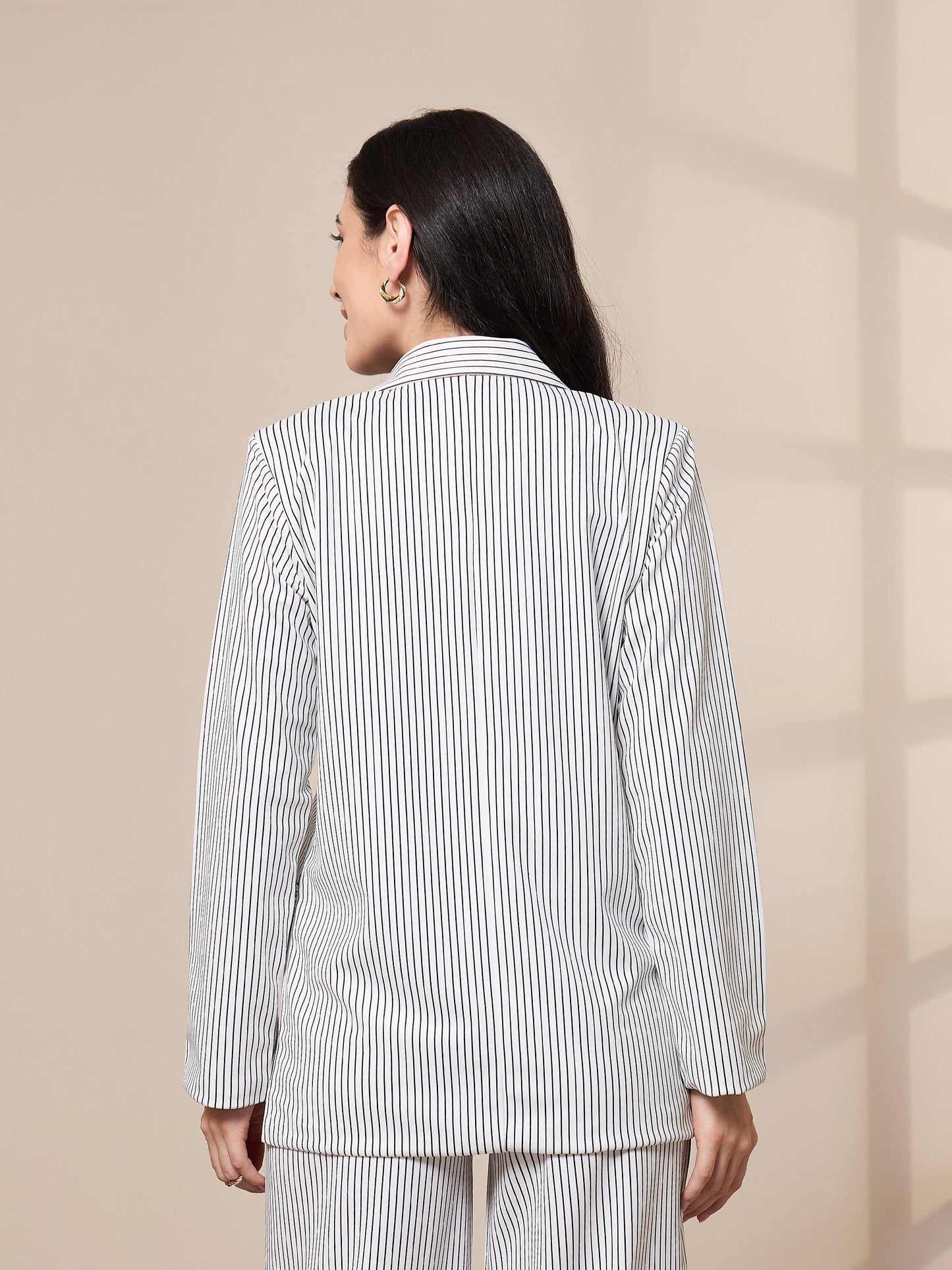 Women's White Striped Blazer