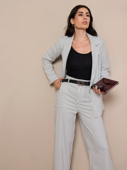 Women's White Striped Co-Ord Set