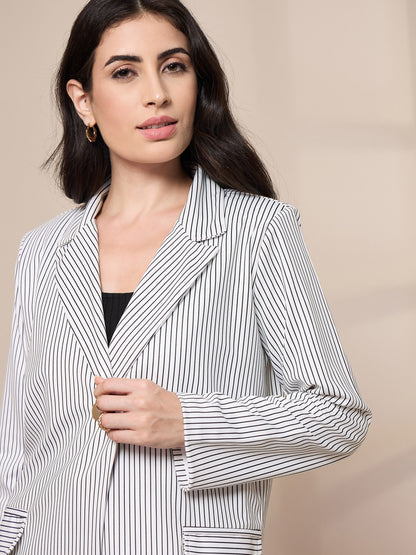 Women's White Striped Co-Ord Set