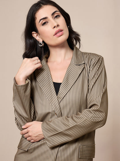 Women's Beige Striped Co-Ord Set