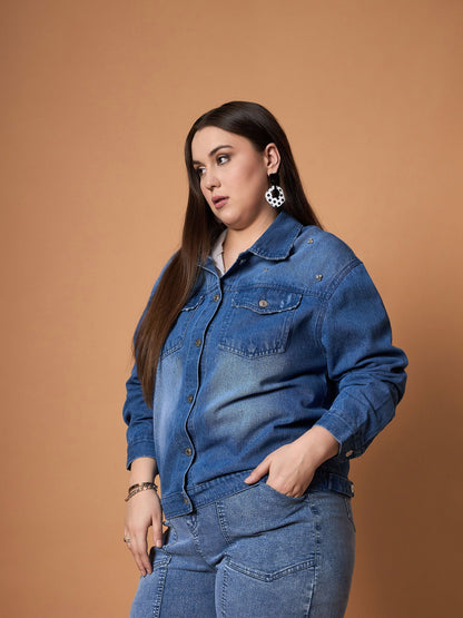 Women's Navy Blue Denim Jacket
