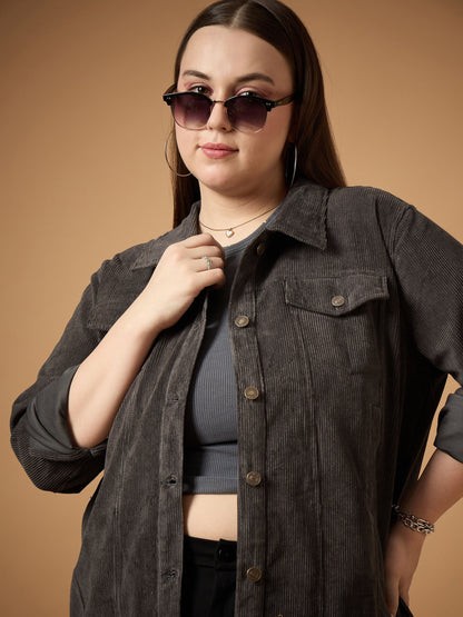 Women's Grey Solid Jacket