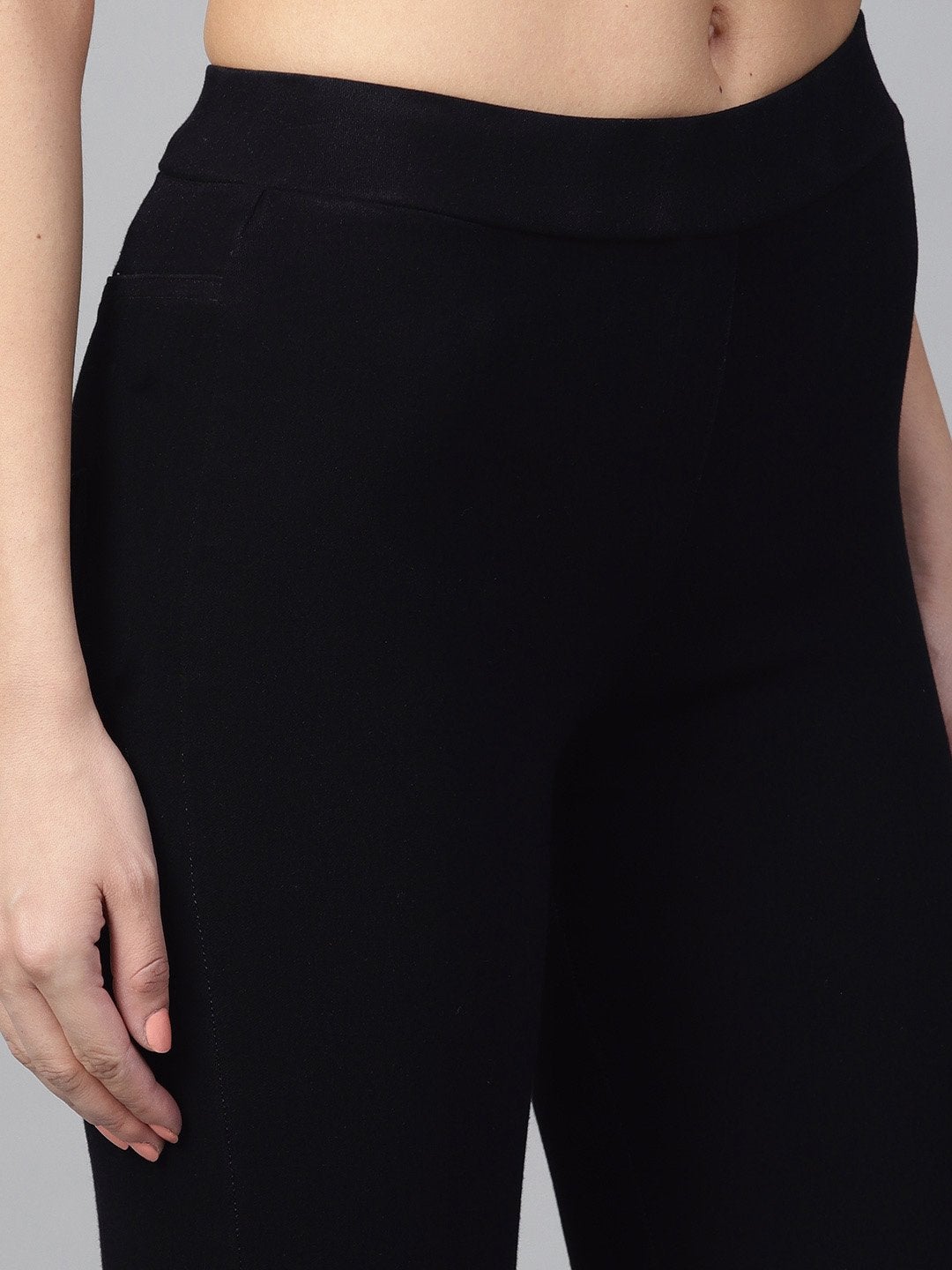 Women's Black Knee Slit Jeggings