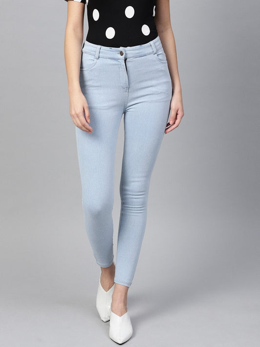 Women's Ice Blue Cropped Jeans