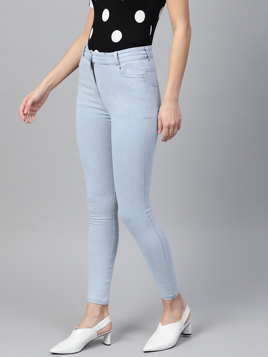 Women's Ice Blue Cropped Jeans