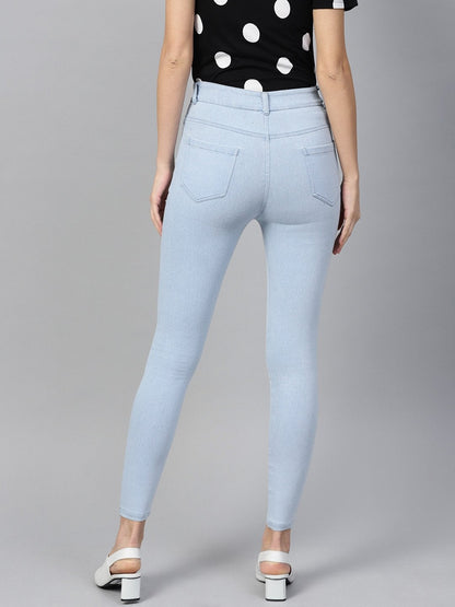 Women's Ice Blue Cropped Jeans