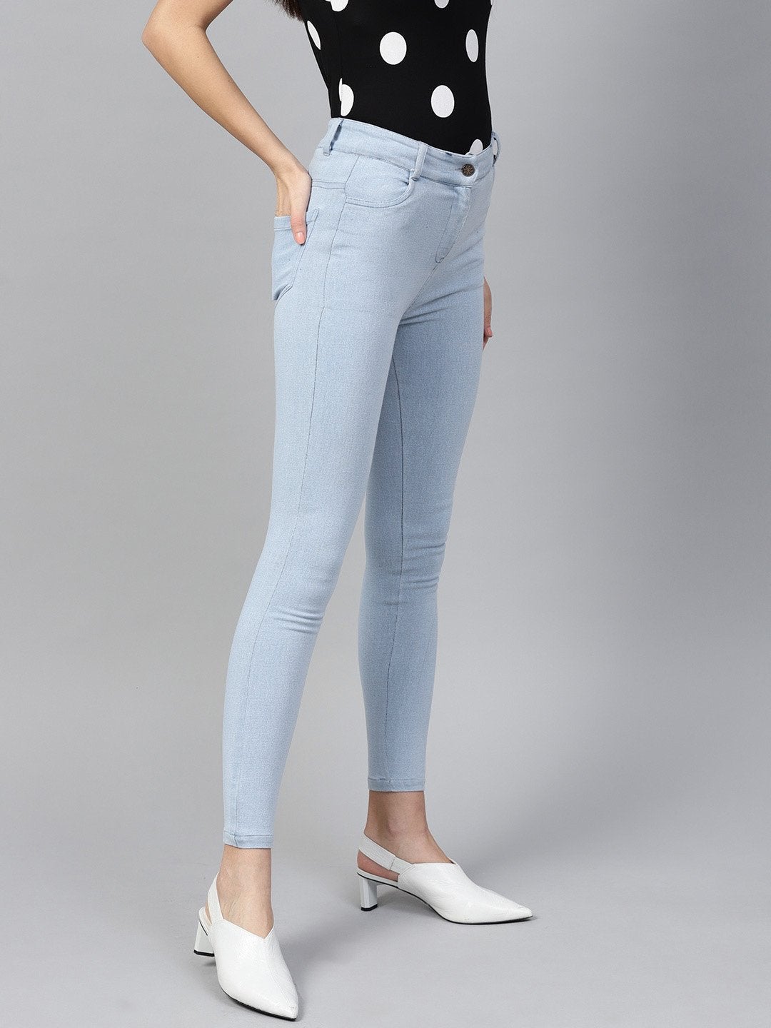 Women's Ice Blue Cropped Jeans