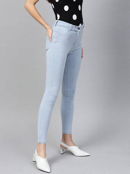 Women's Ice Blue Cropped Jeans