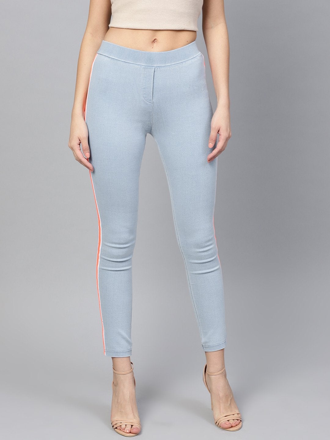 Women's Blue Neon Side Tape Jeggings