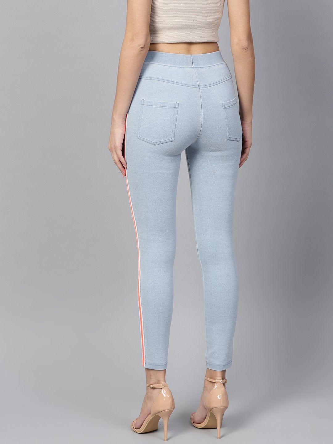Women's Blue Neon Side Tape Jeggings