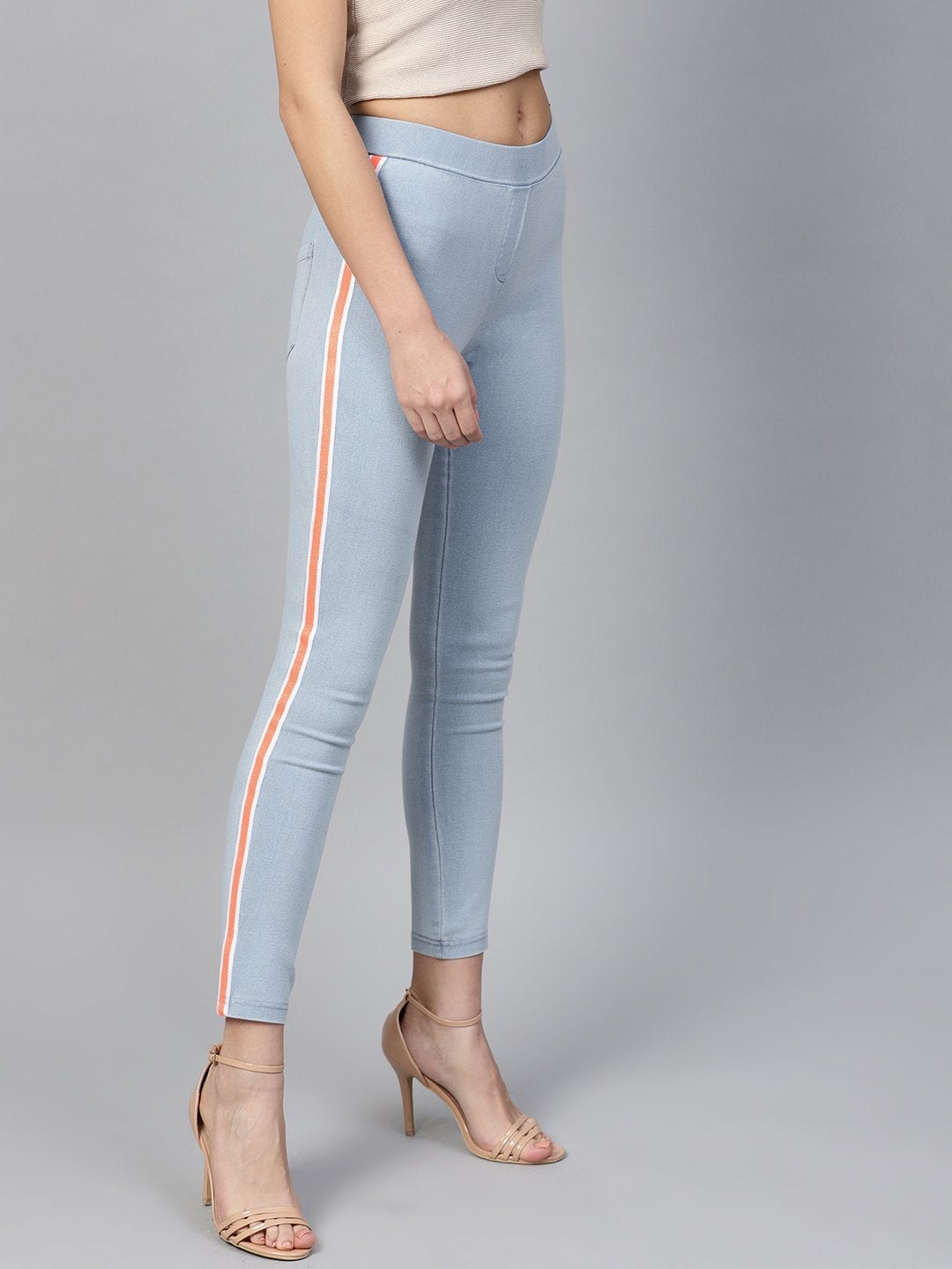 Women's Blue Neon Side Tape Jeggings