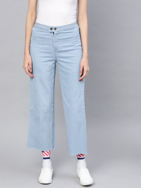 Women's Blue Denim Straight Pants