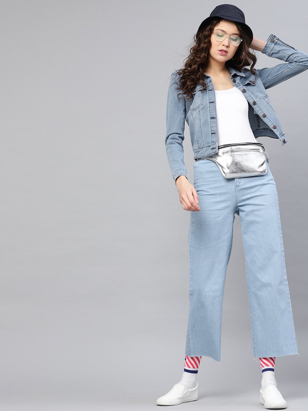 Women's Blue Denim Straight Pants