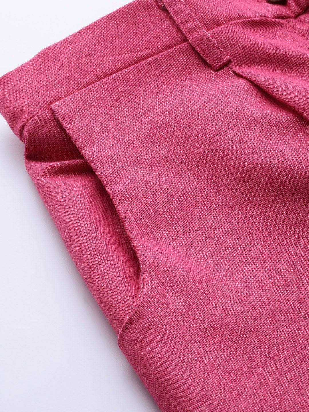 Women's Fuchsia Darted Hem Relaxed Jeans