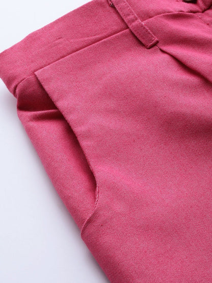 Women's Fuchsia Darted Hem Relaxed Jeans