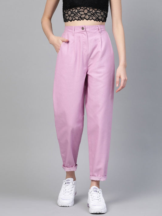 Women's Lavender Darted Hem Relaxed Jeans