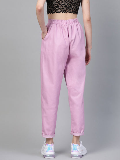Women's Lavender Darted Hem Relaxed Jeans