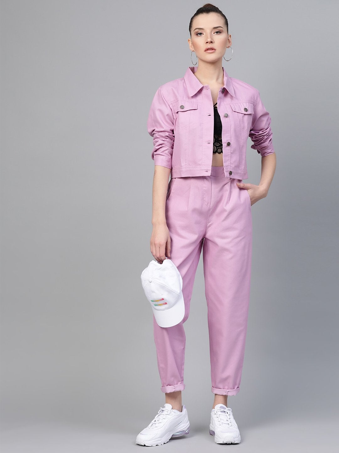 Women's Lavender Darted Hem Relaxed Jeans