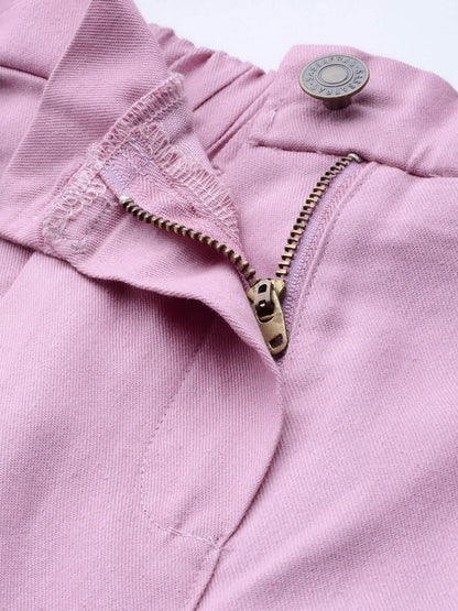 Women's Lavender Darted Hem Relaxed Jeans