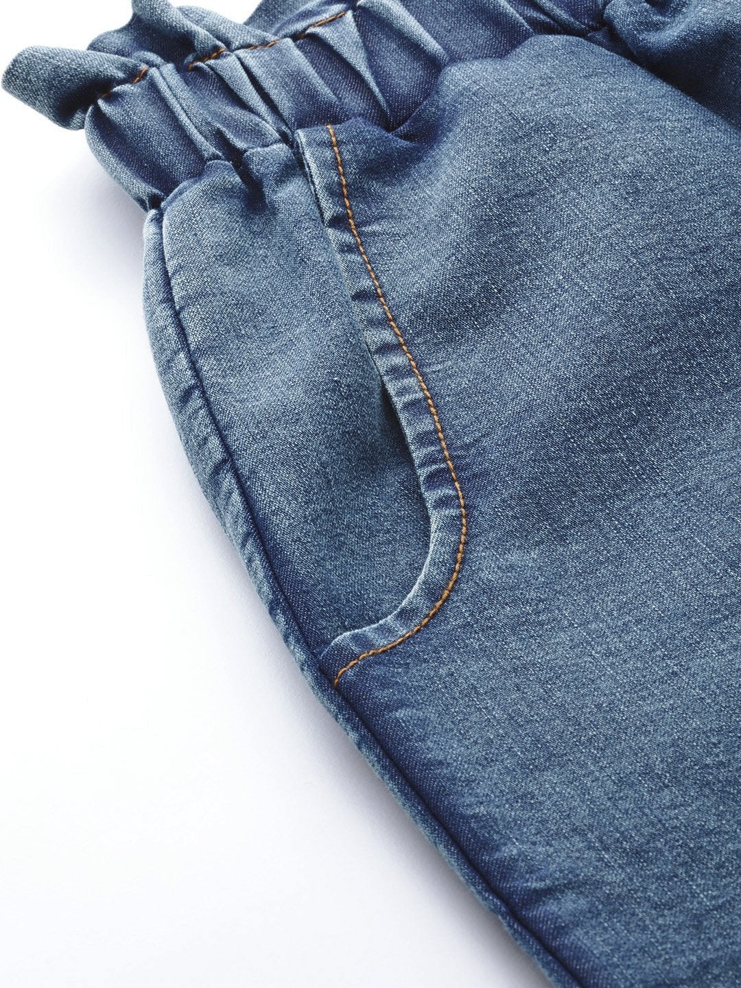 Women's Blue Paper Bag Waist Jeans