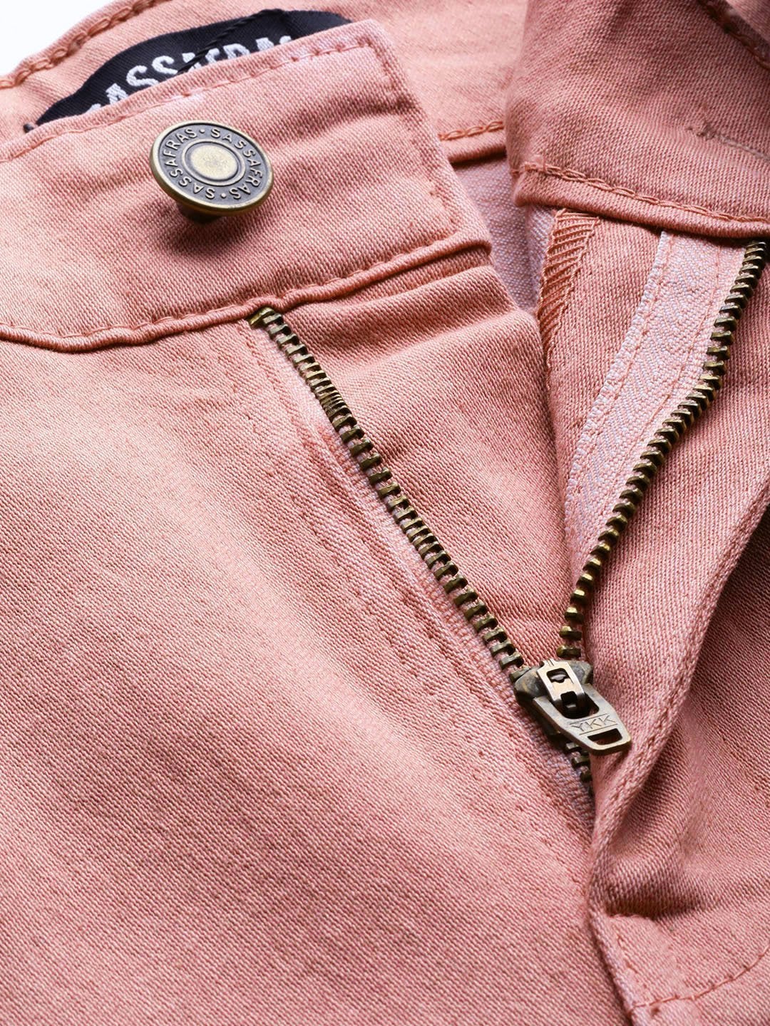 Women's Pink Denim Raw Edge Basic Jeans