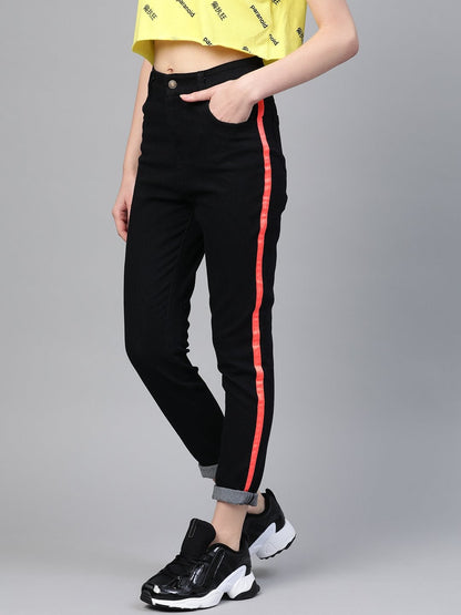 Women's Black Side Tape Jeans