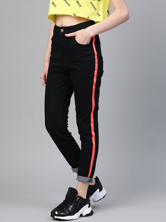 Women's Black Side Tape Jeans