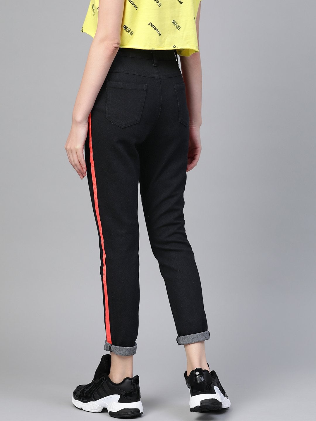 Women's Black Side Tape Jeans