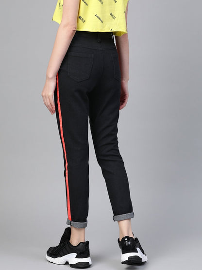 Women's Black Side Tape Jeans