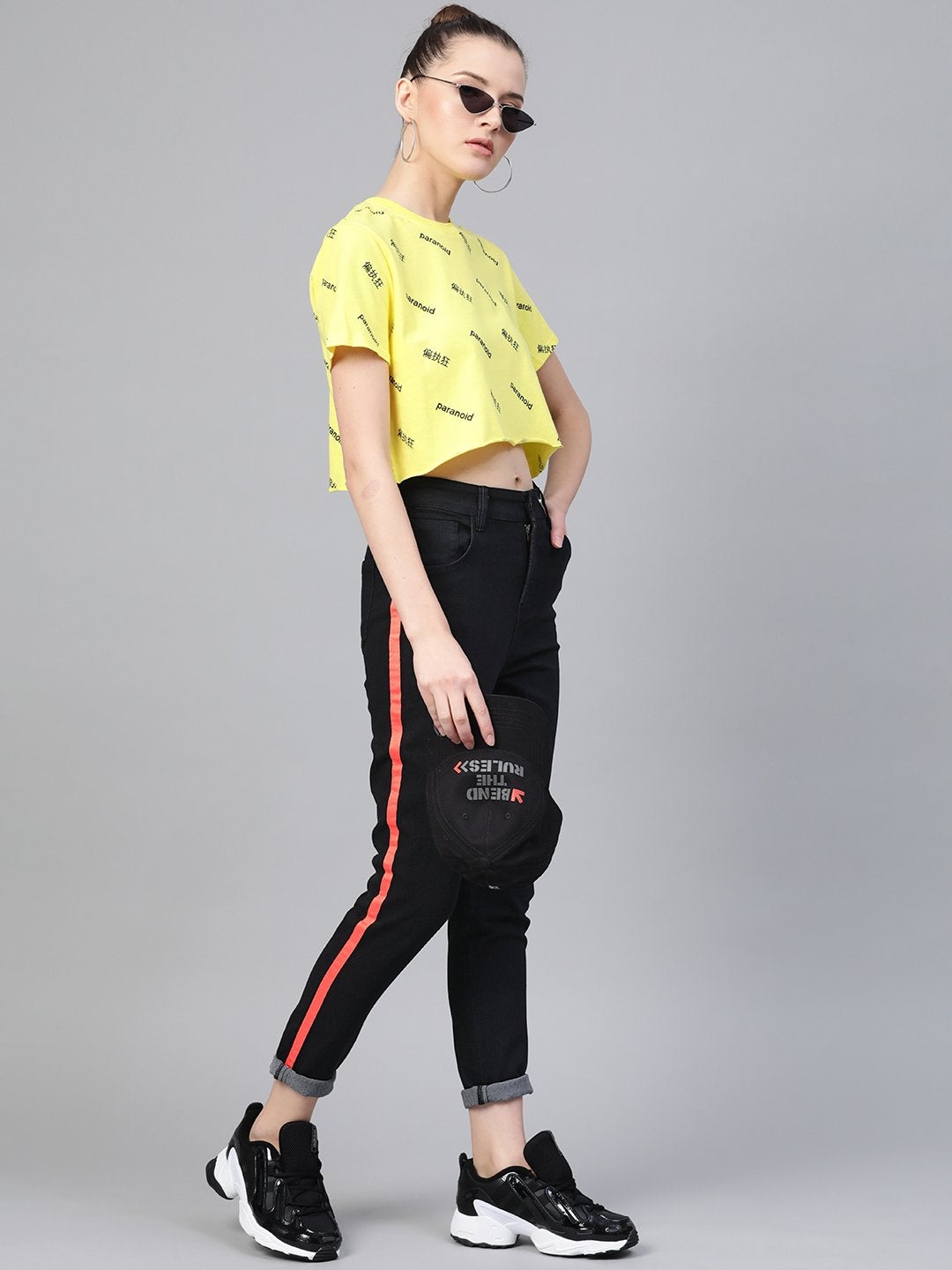 Women's Black Side Tape Jeans