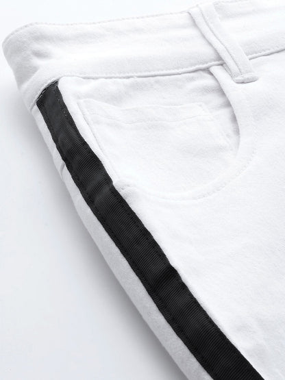Women's White Side Tape Jeans