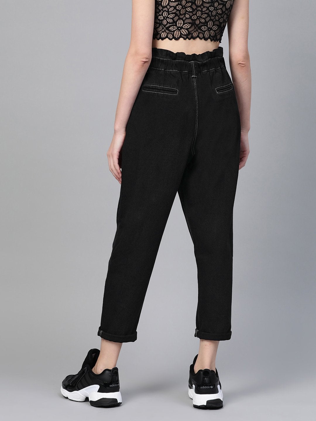 Women's Black Front Pocket Slouchy Jeans