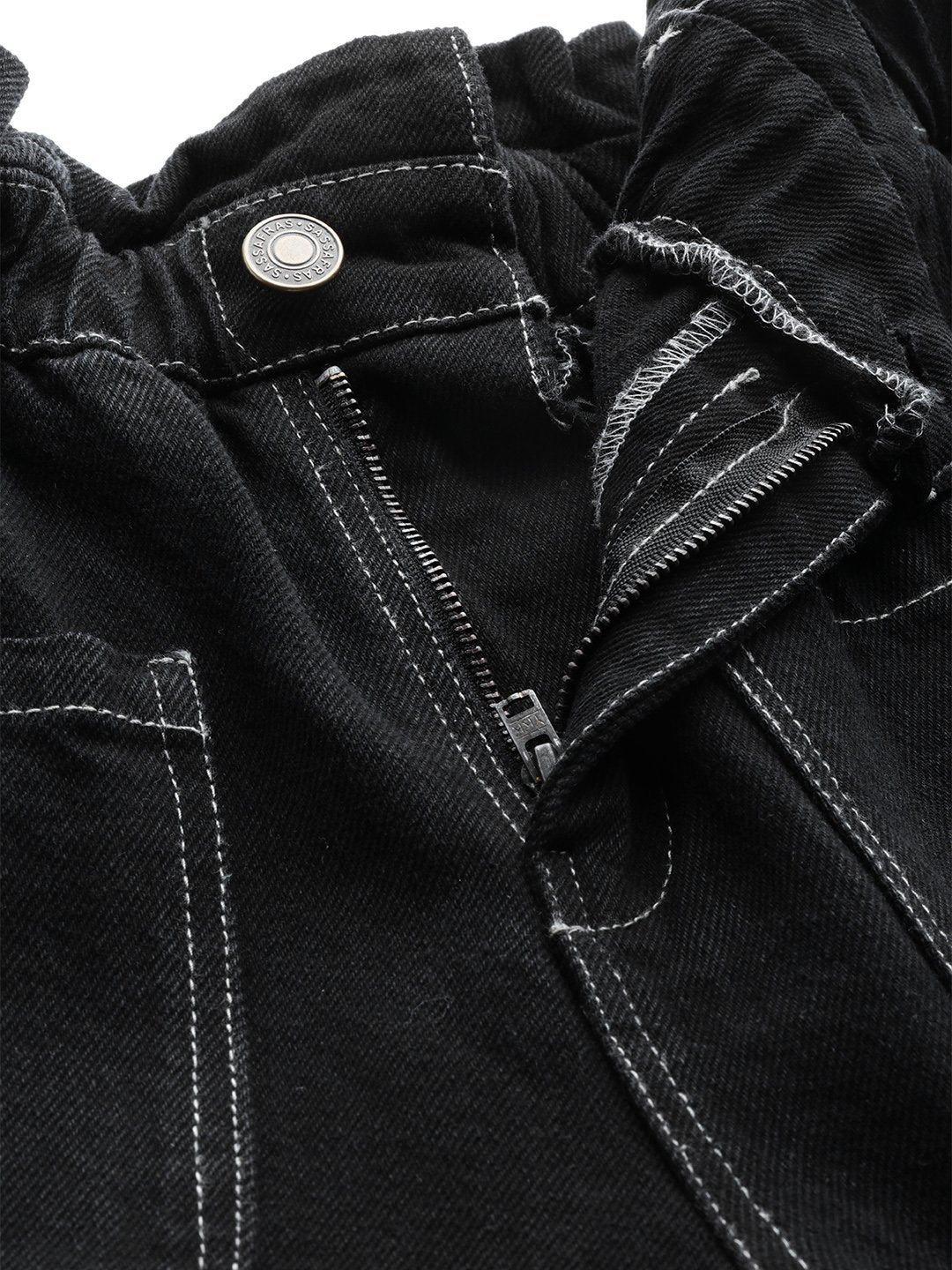 Women's Black Front Pocket Slouchy Jeans